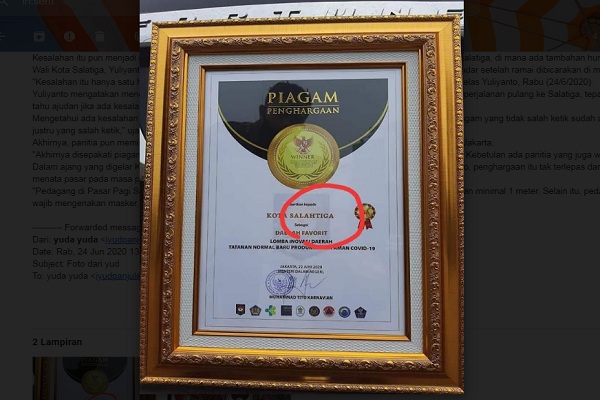 Piagam Penghargaan Salatiga Typo dan Viral di Medsos, Begini Tanggapan Wali Kota Yuliyanto