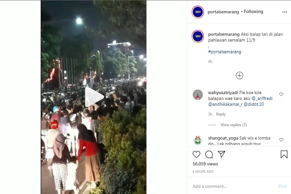 Viral Balap Lari Liar di Semarang, Massa Berkerumun di Jalan Pahlawan