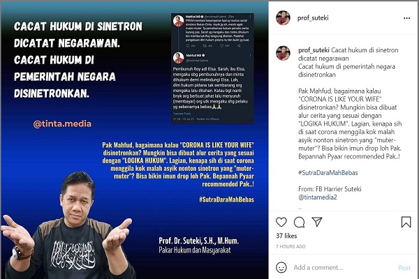 Mahfud MD Kritik Penulis Cerita Sinetron Ikatan Cinta, Pakar Hukum Undip Beri Sindiran