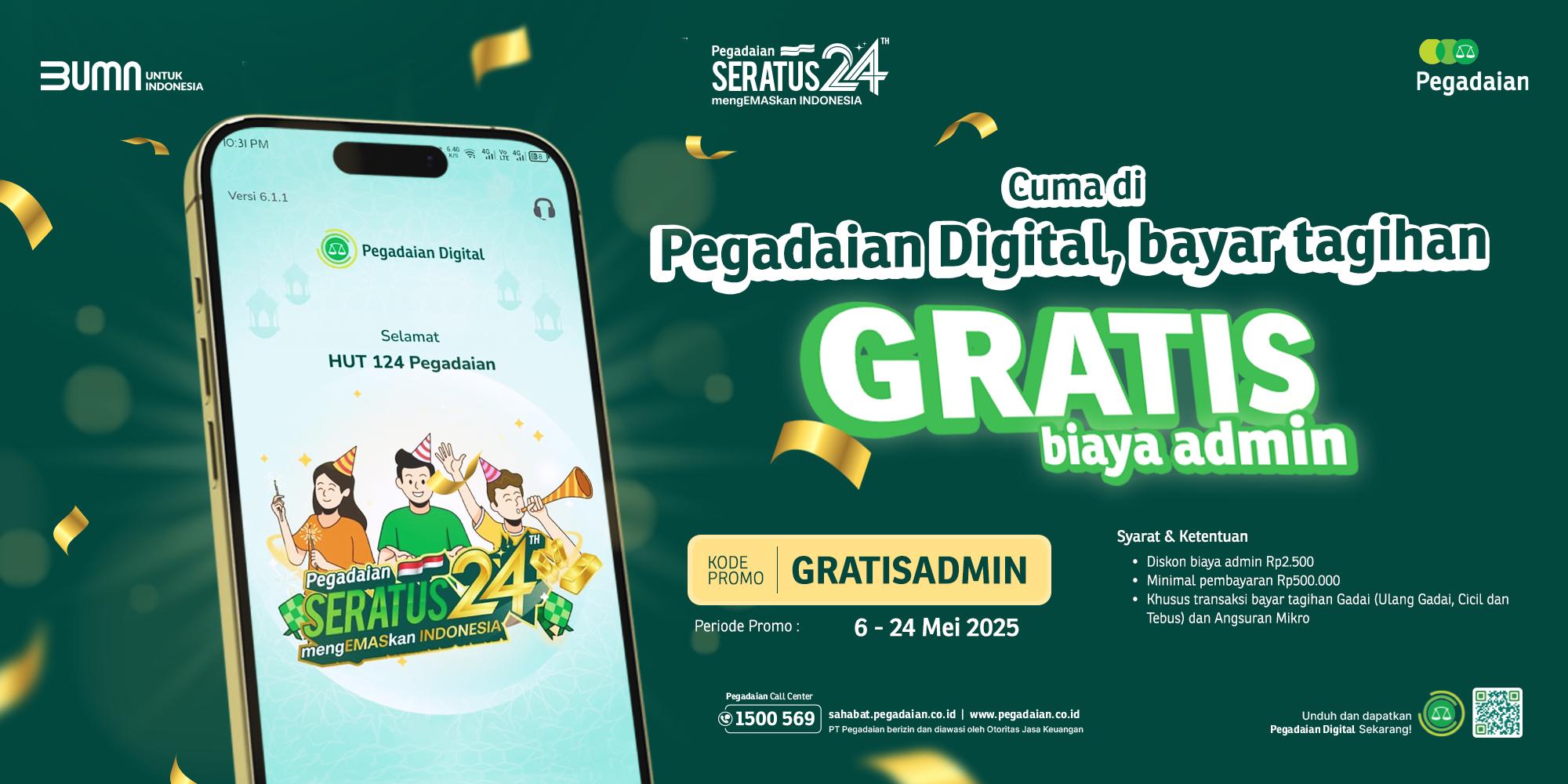 Bebas Biaya Admin! Transaksi Pegadaian Digital Kian Mudah